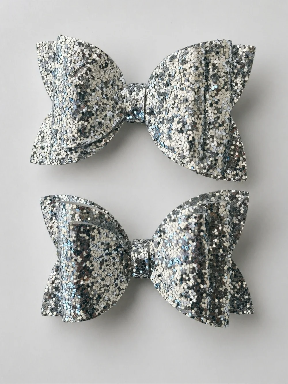 Glittery Silver Hair Bows for Girls🎀✨
